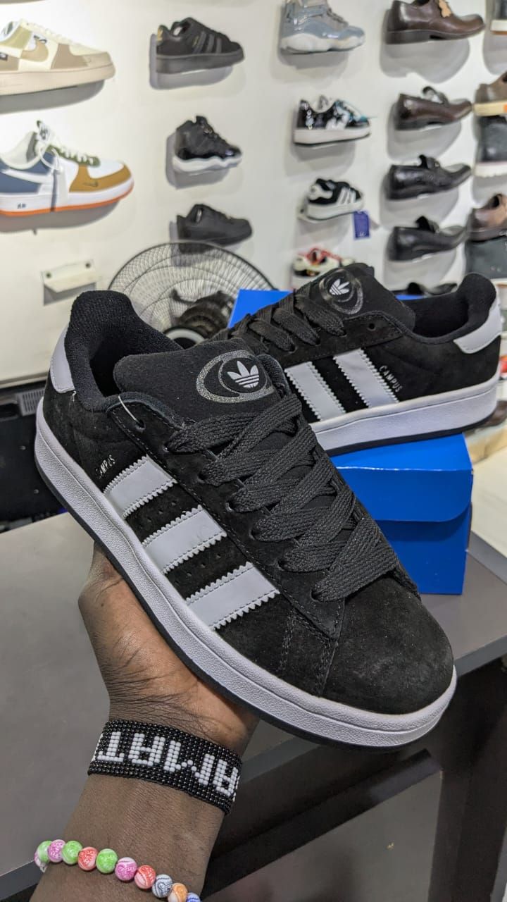  Adidas Campus Black & White Suede Sneakers