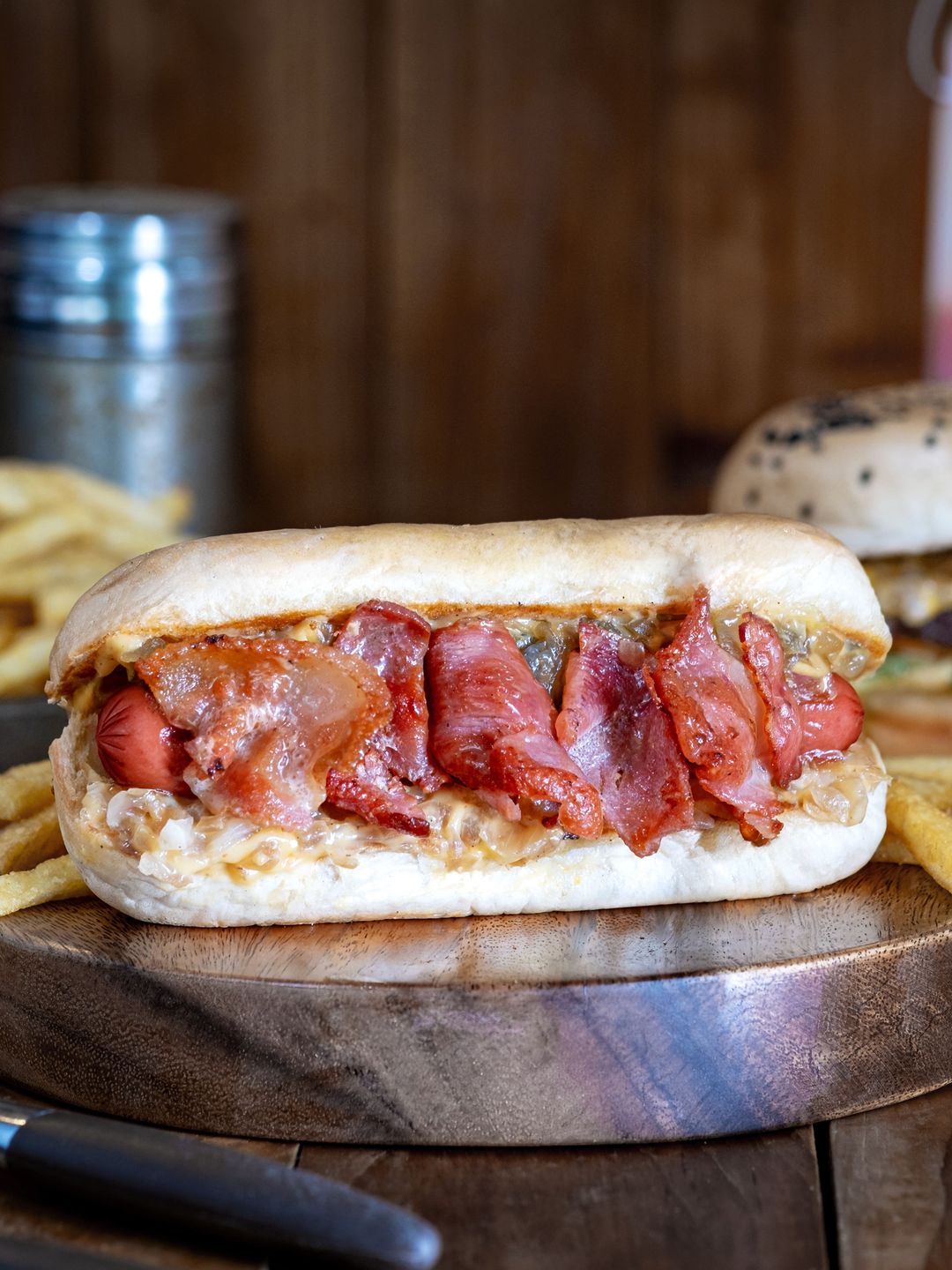 Hotdog Bacon Sandwich