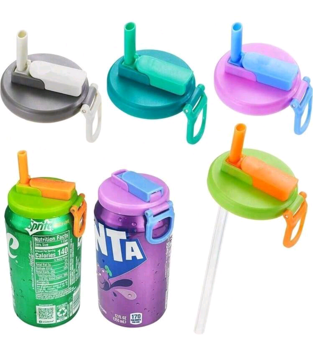 Soda Can Lid with Silicone Straw.