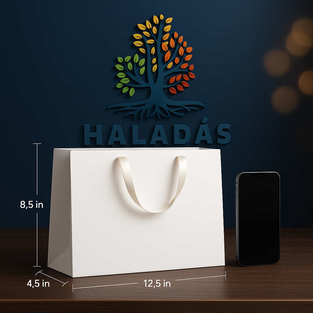 Bolsa blanca de papel calibre 135gr tamaño 8.5"x4.5"x12.5".