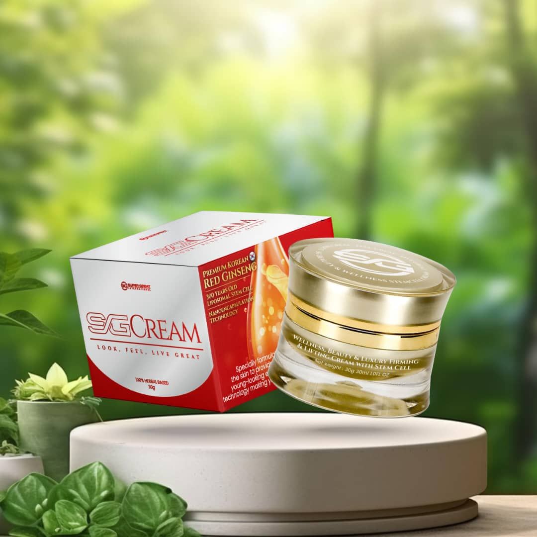 Crème SG : éclat naturel, anti-âge, hydratation profonde. À base d’aloe vera, jojoba et extraits de plantes. Peau douce, jeune, rayonnante.