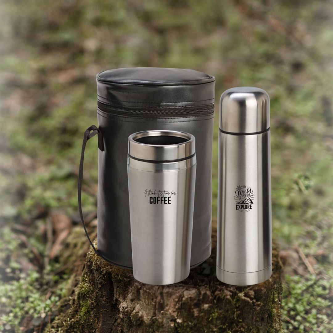 Chester Flask & Mug Set - Black