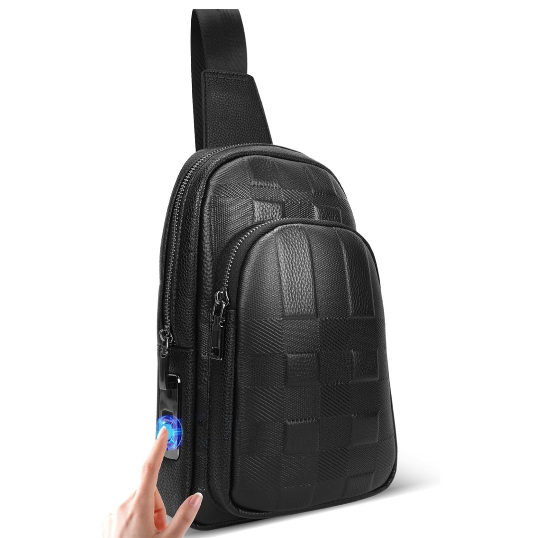 Fingerprint Unlock Anti Theft Proof Crossbody Bag Men/Black