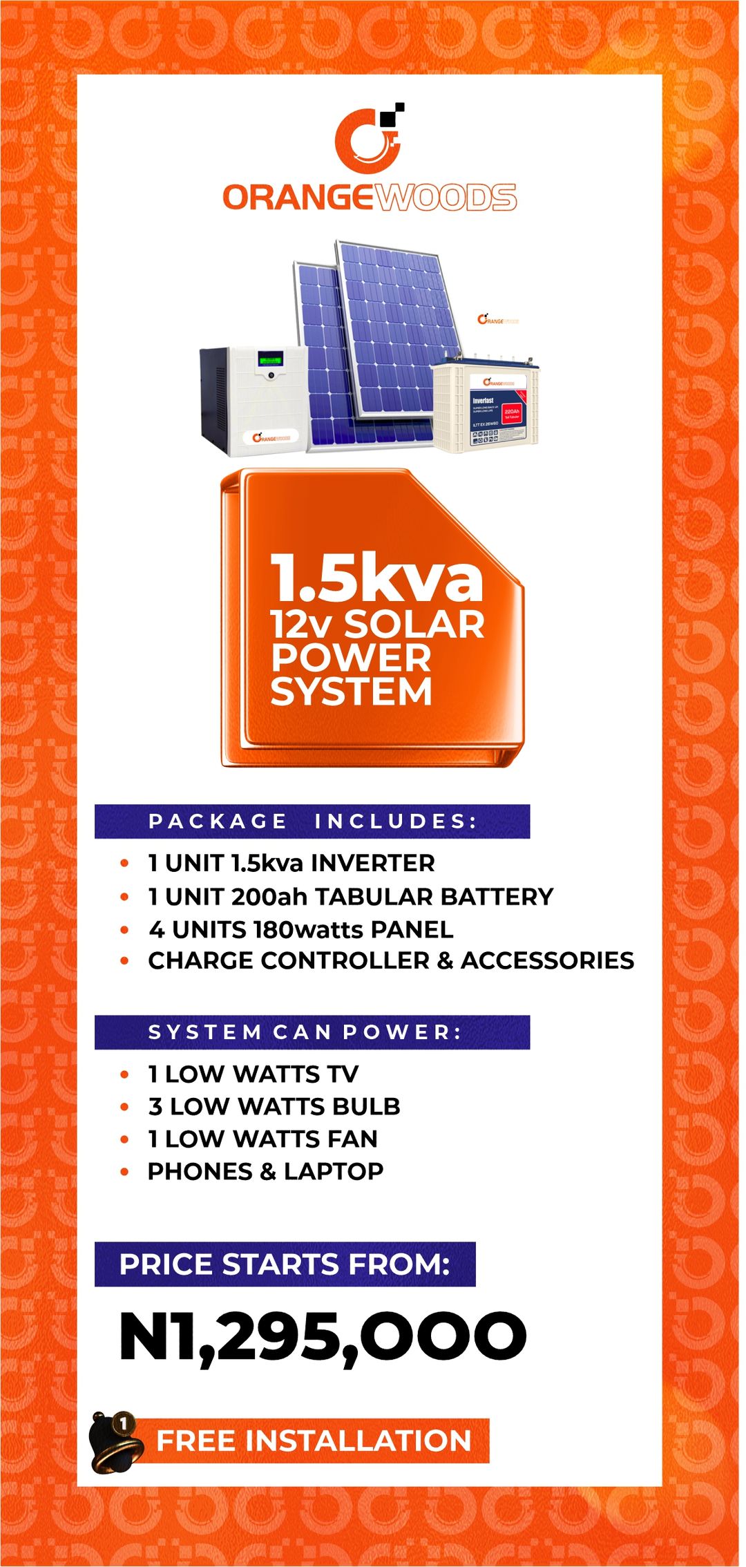1.5kva 12v solar package 