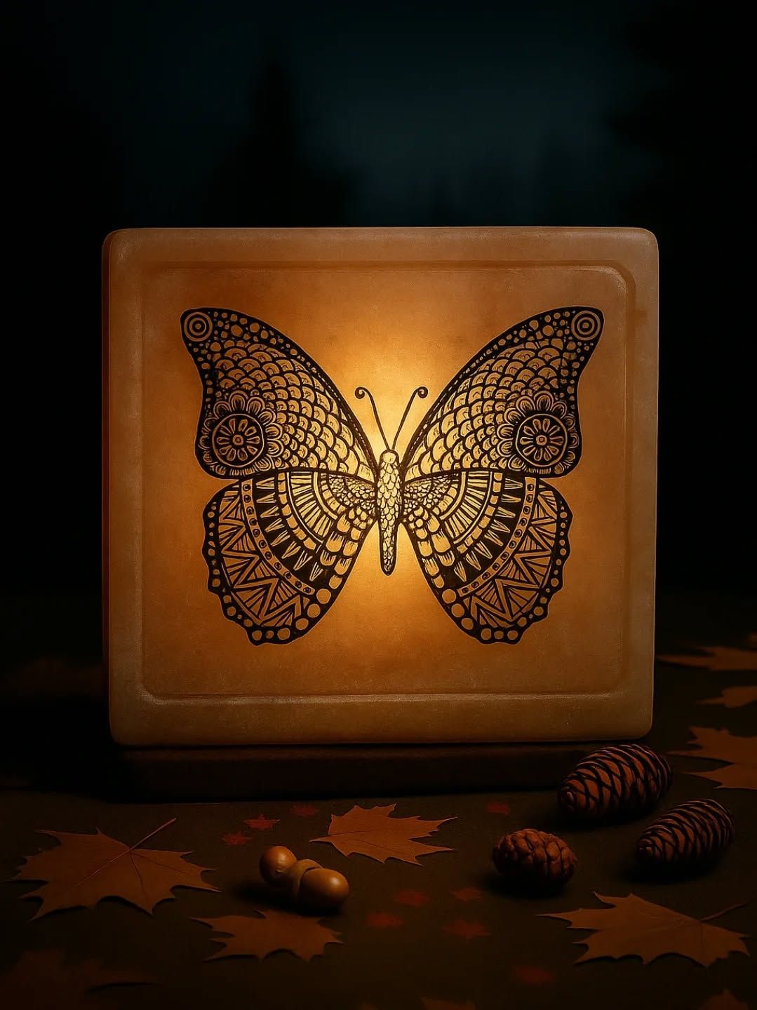Mandala Butterfly Himlayan Salt Art Lamp