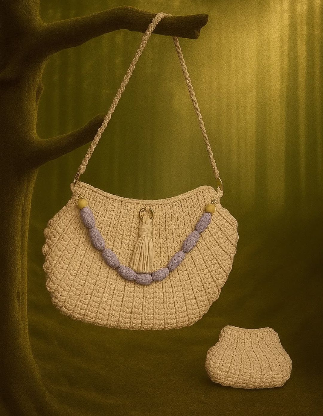 Meadow Shell Bead Macramé Bag