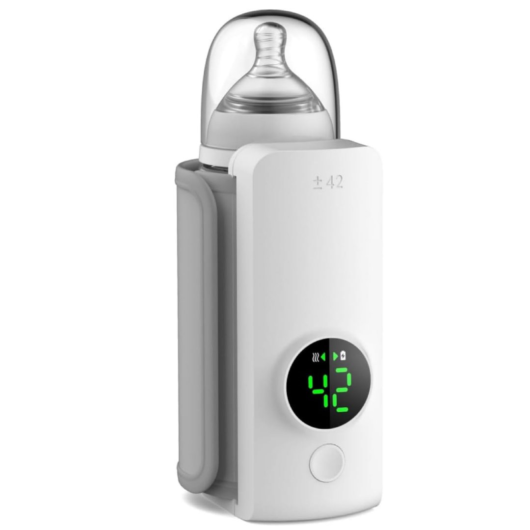 Portable Bottle Warmer for Travel, Travel Bottle Warmer, Fast Heating (2-5 Minutes), Rechargeable Milk Warmer, Accurate Temperature Control, Up to 55 degrees Celsius
