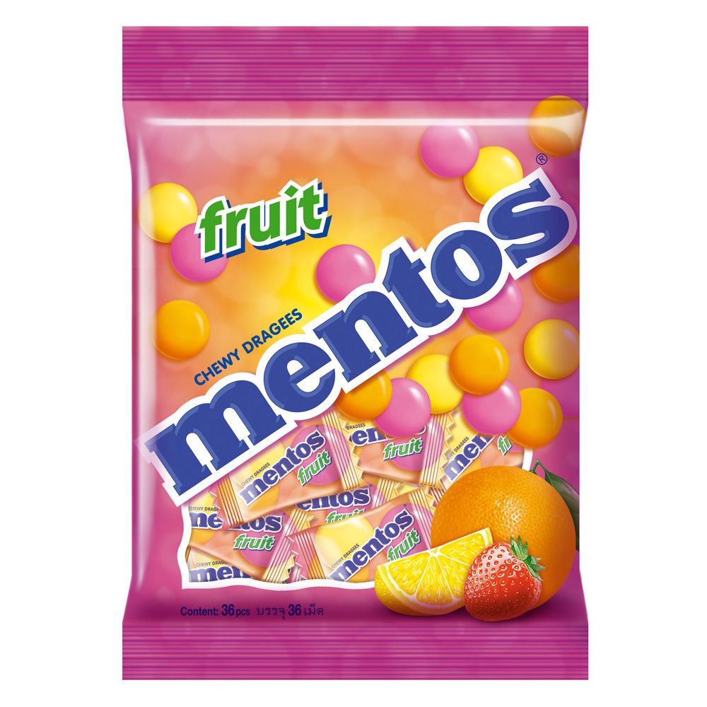 MENTOS FRUIT CHEWY DRANGEES 36S