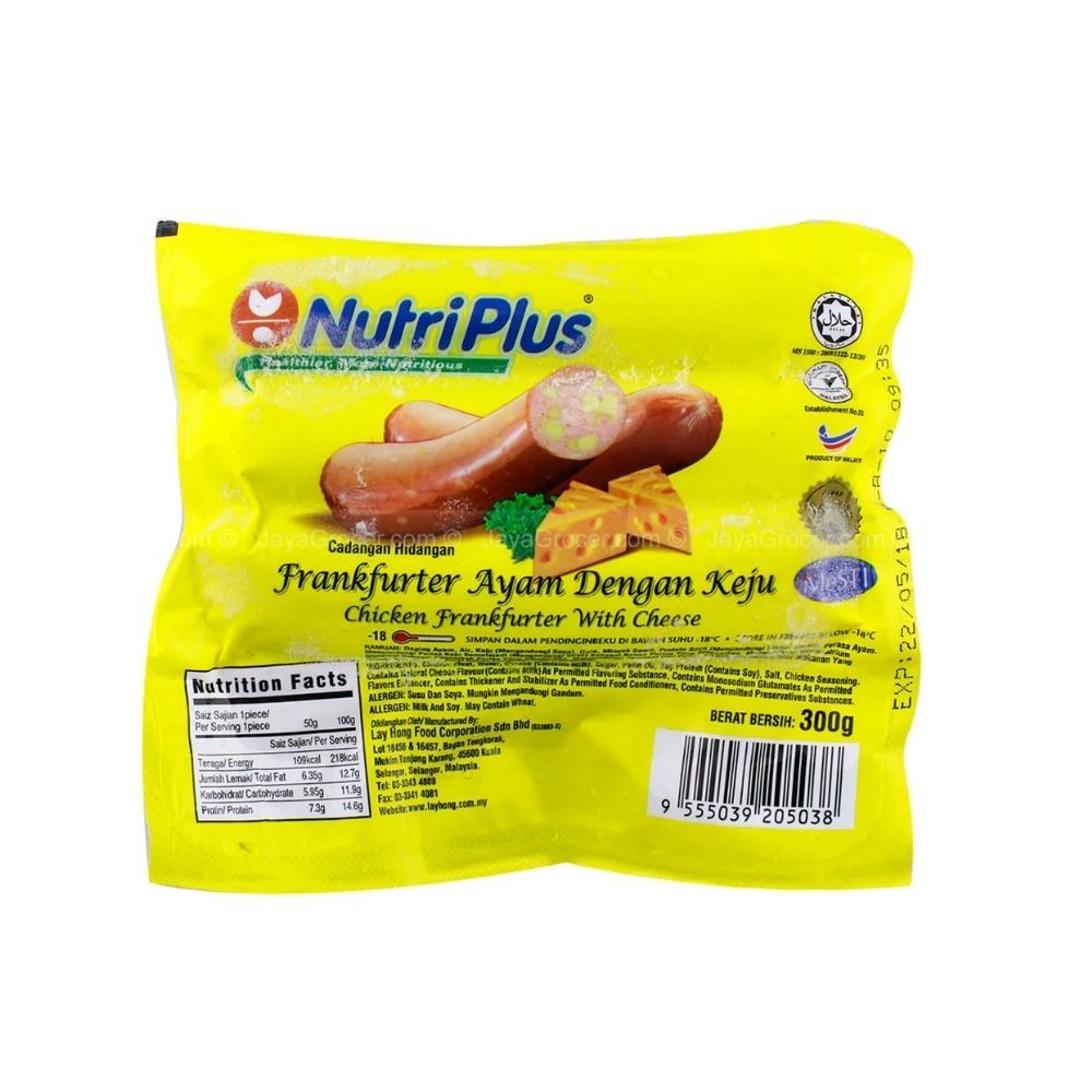 NUTRIPLUS CHEESE CHICKEN FRANKFURTER 300G