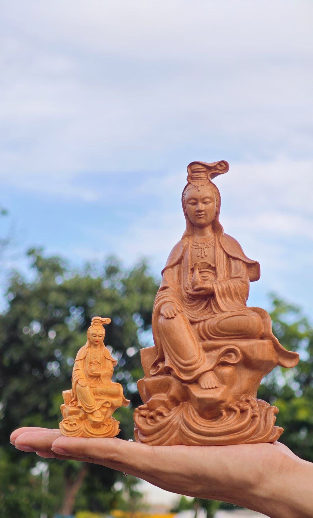 🎋樟木雕刻紫竹林观音🎋