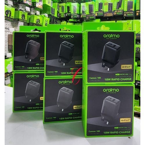 Oraimo 18W Fast Charger – Dual Port (USB-A + Type-C)