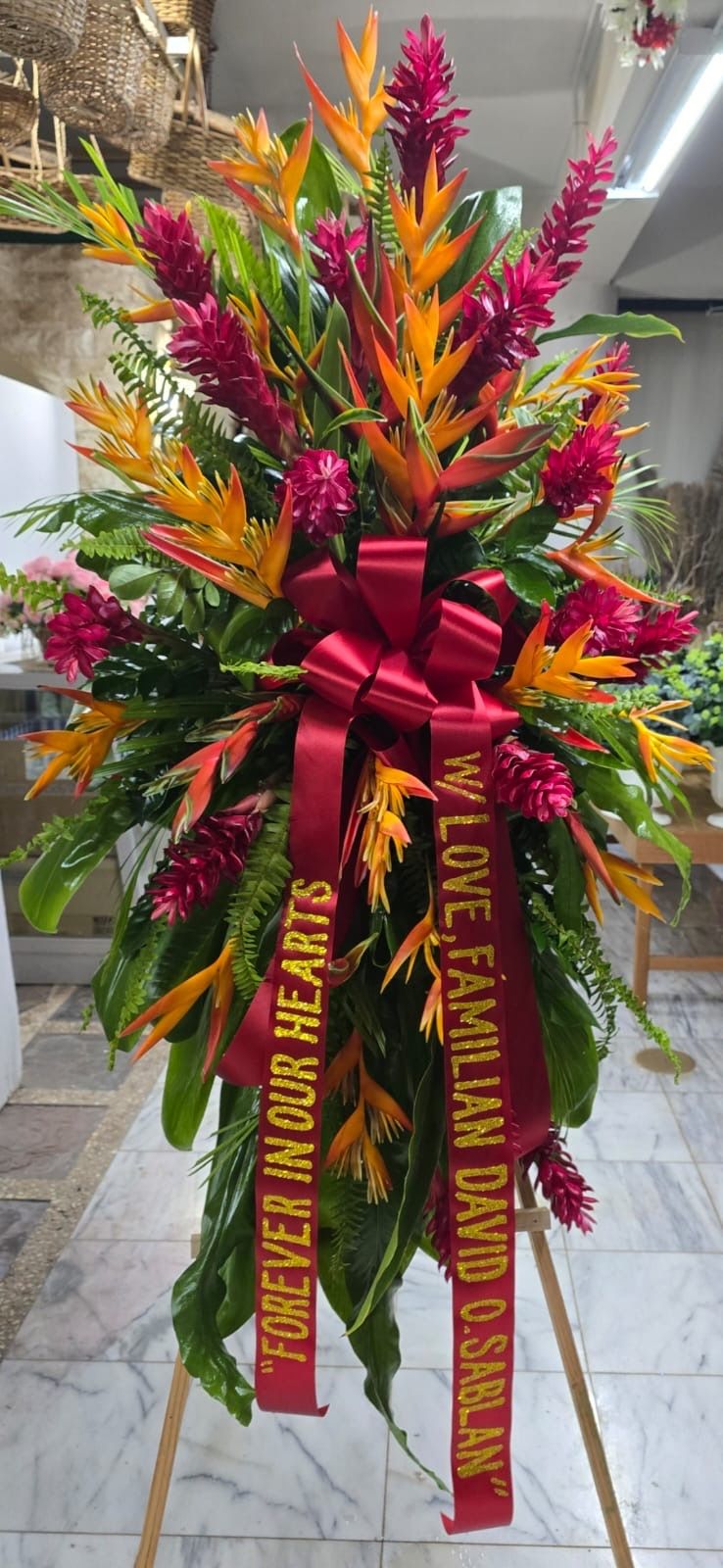 Easel Spray Arrangement - Tropical