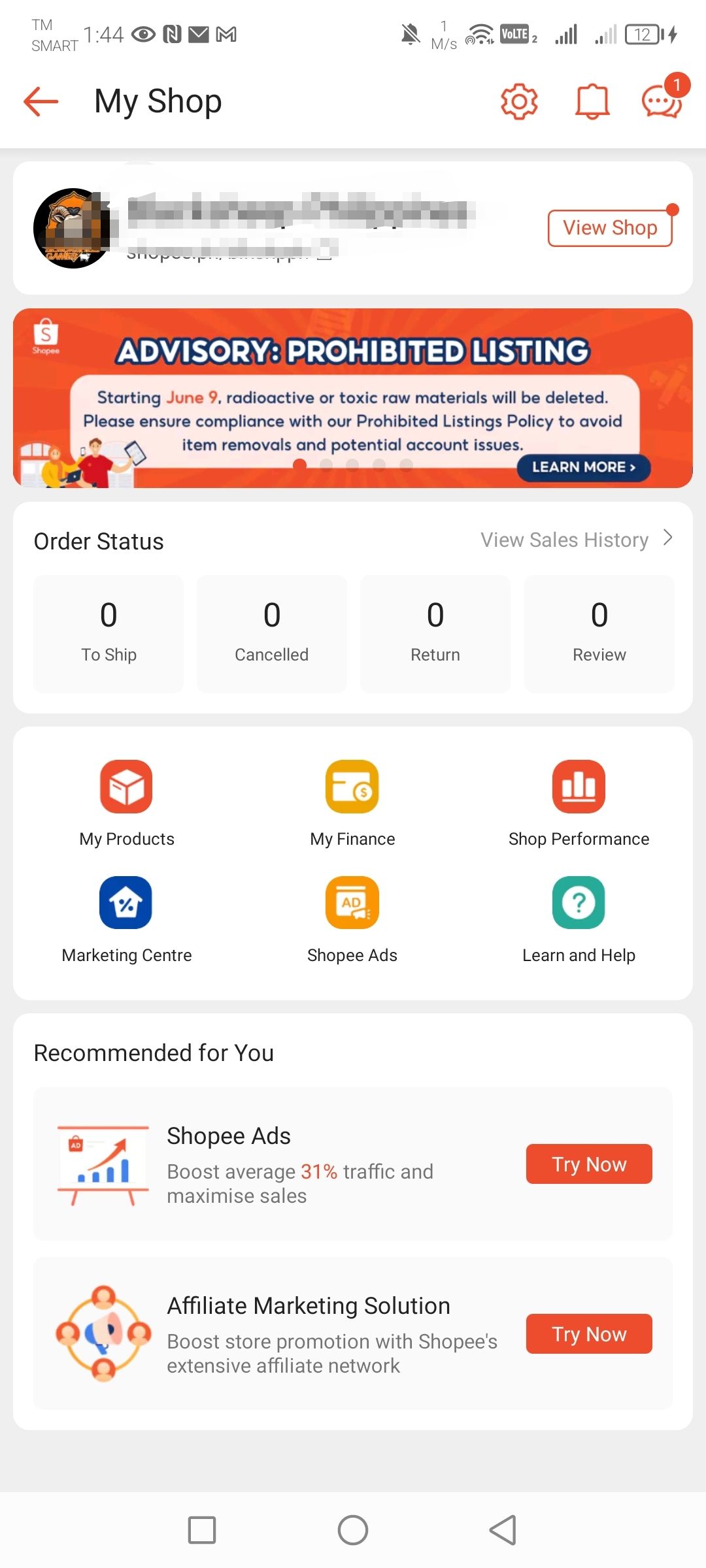 Shopee Seller Account