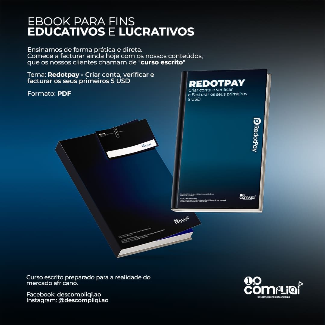 EBOOK | Redotpay - Criar conta, verificar e facturar os seus primeiros 5 USD 
