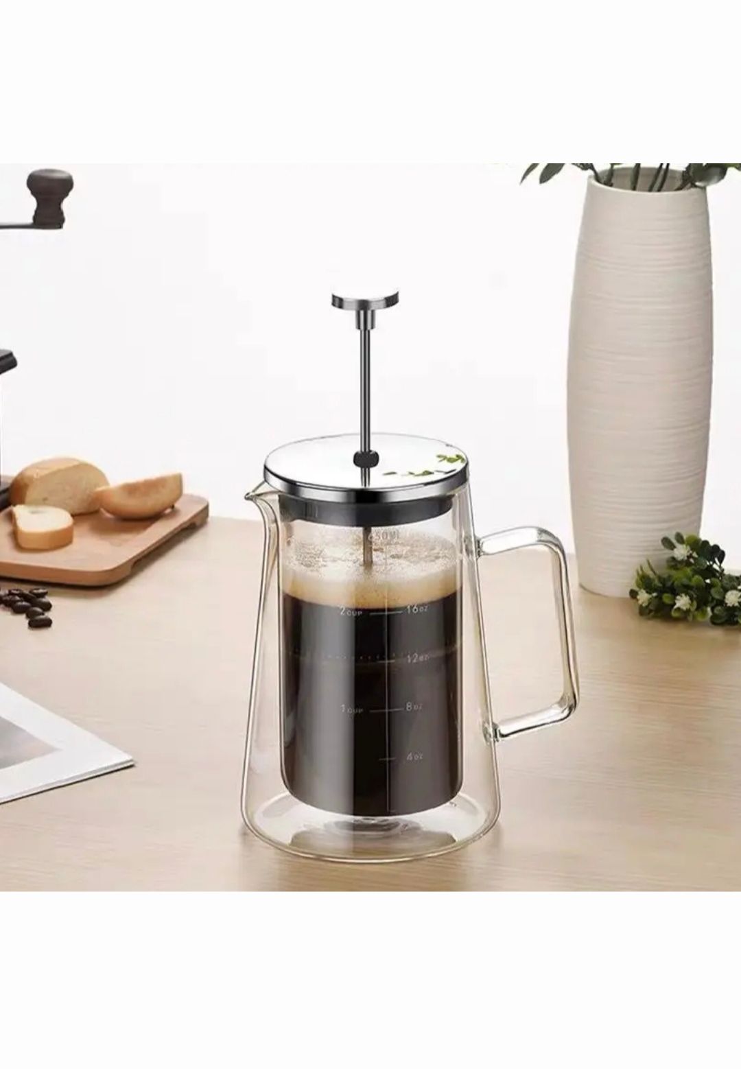 Prensa francesa cafetera de 800 ml transparente de vidrio 
