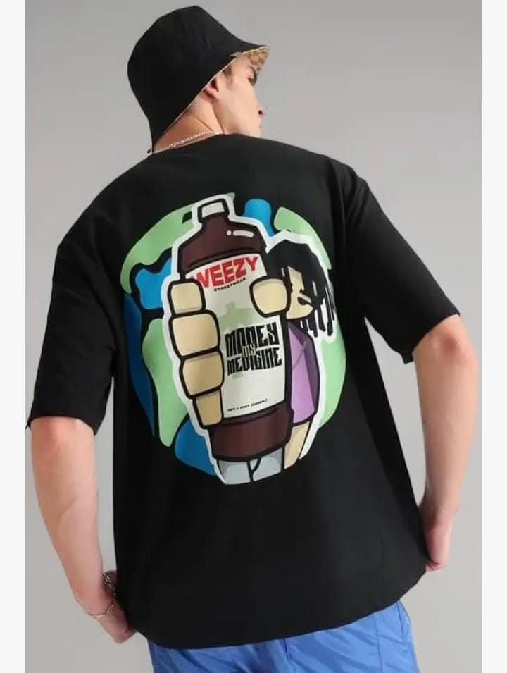 Weezy 100% Cotton Men's Oversized T-Shirt | Printed Round Neck Oversized T-Shirt