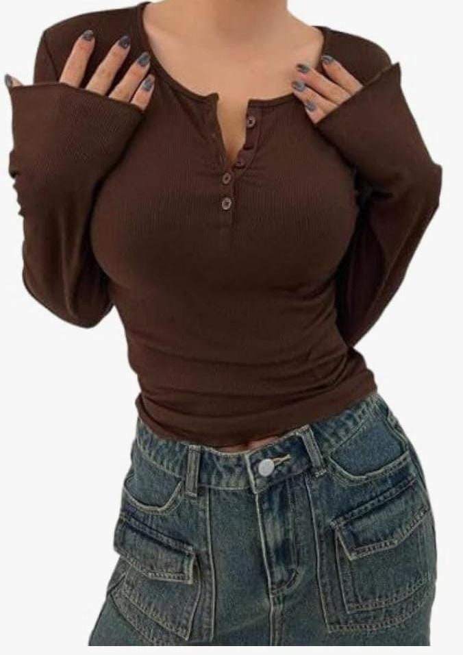 JC JUMMY COUTUREWomen's Quarter Button Full Sleeve Shirt - Stylish & Versatile Tops_PP
