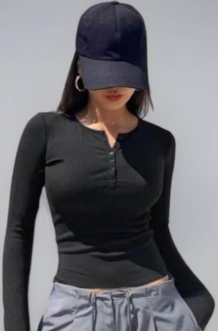 JC JUMMY COUTUREWomen's Quarter Button Full Sleeve Shirt - Stylish & Versatile Tops_PP