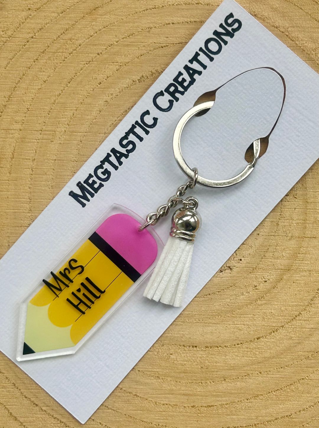 Personalised pencil keyrings, Personalised teacher gifts