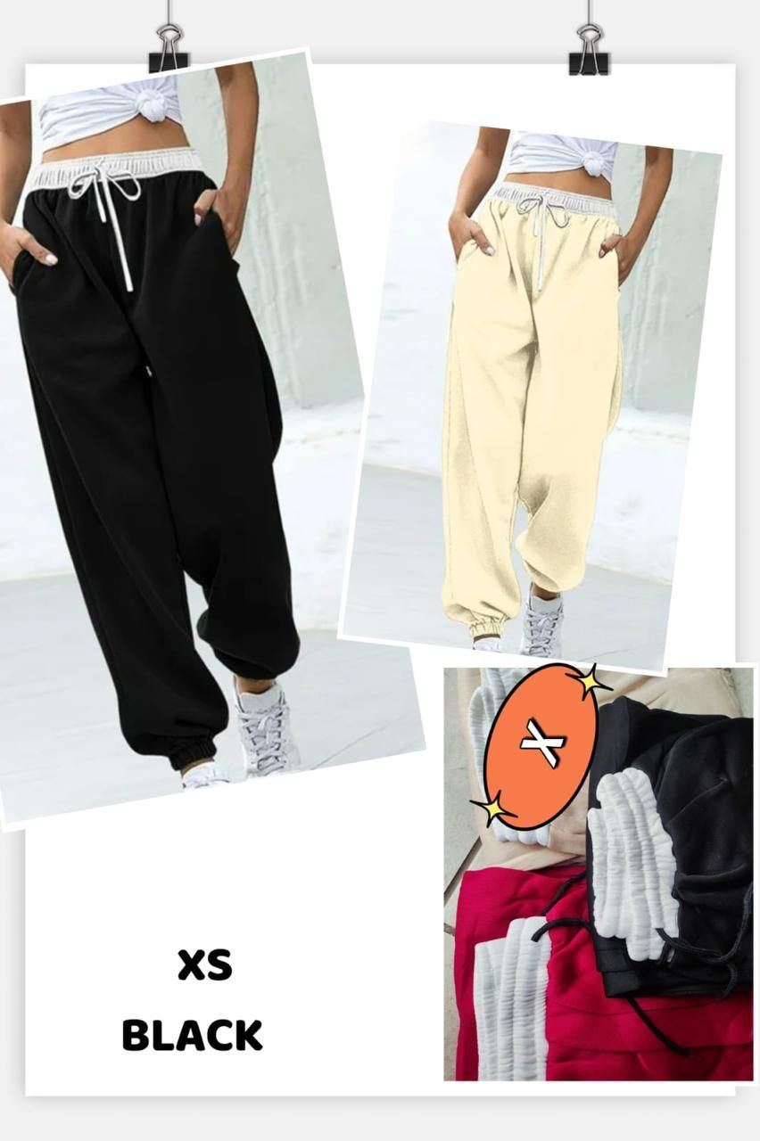 Plain black and white track pants
