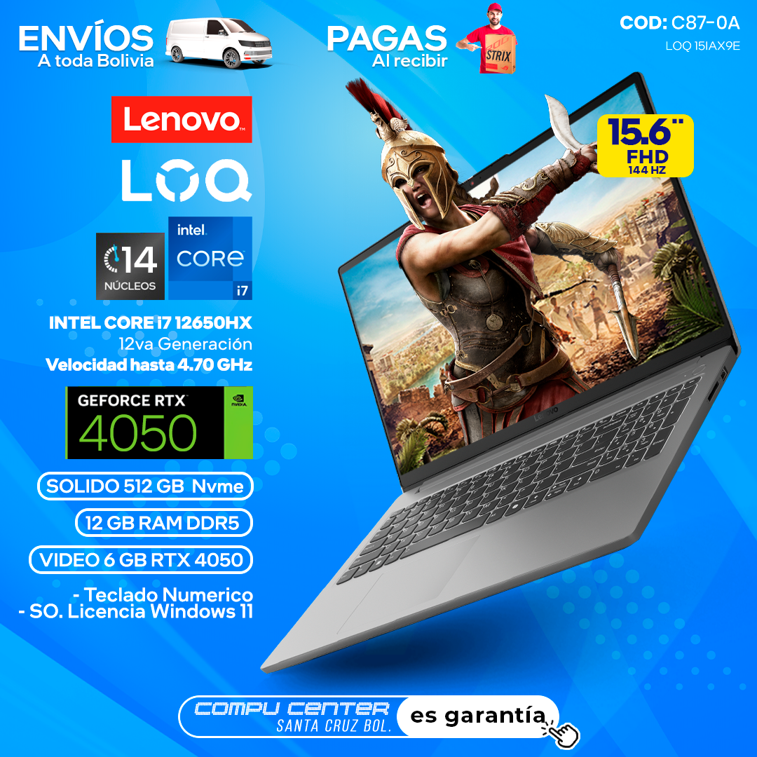 LENOVO LOQ 15 15IAX9E / CORE i7 12Va Generación / RTX 4050 6 GB
