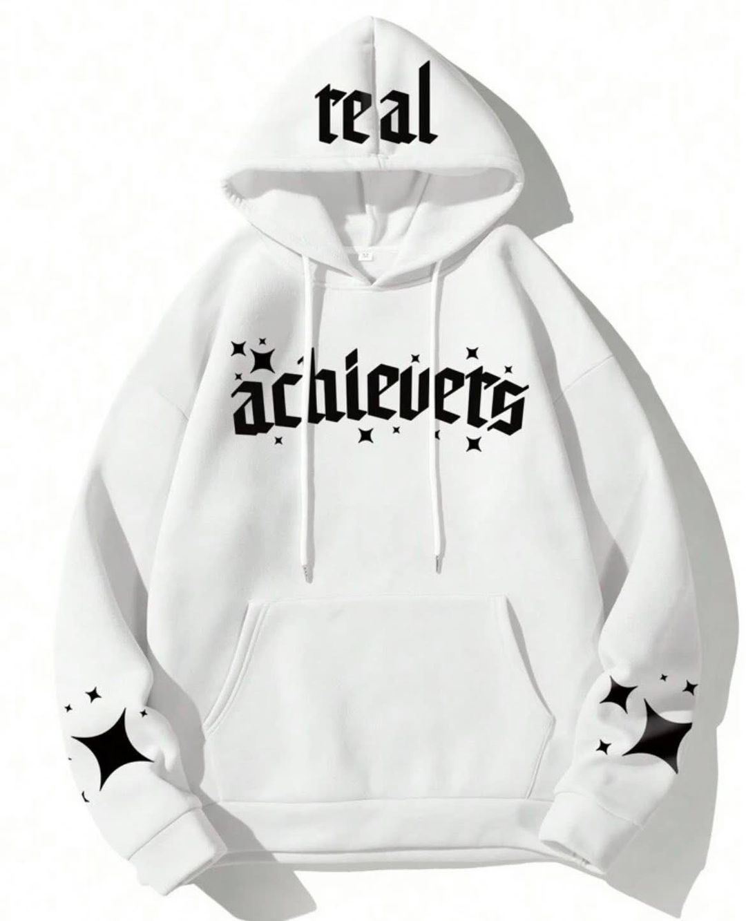 Achievers/ Real white drawstring hoodie
