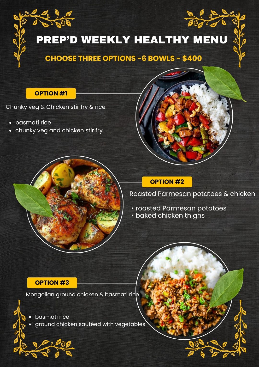 Healthier food options (6 bowls)