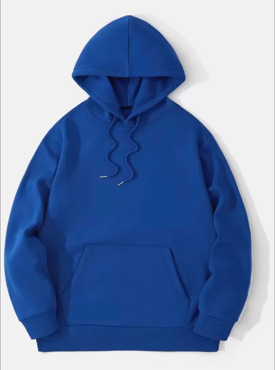 Solid plain blue drawstring hoodie