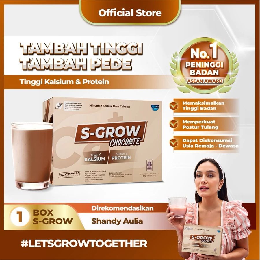 S-GROW CHOCOLATE - Peninggi Badan Terbaik Untuk Remaja dan Dewasa
