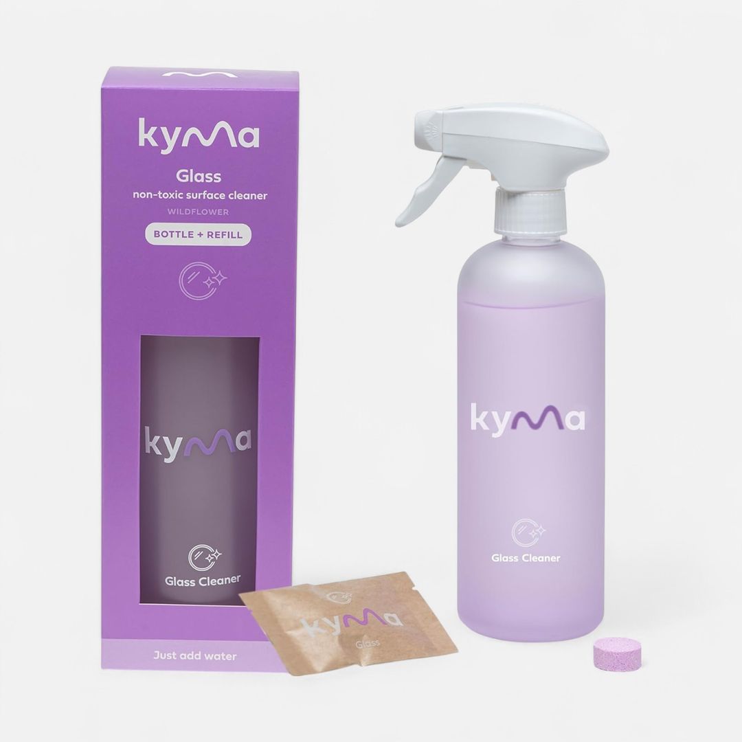 Kyma Lavender Glass Cleaner 500ml (Single Bottle Box 1pc + Refill, 115g)