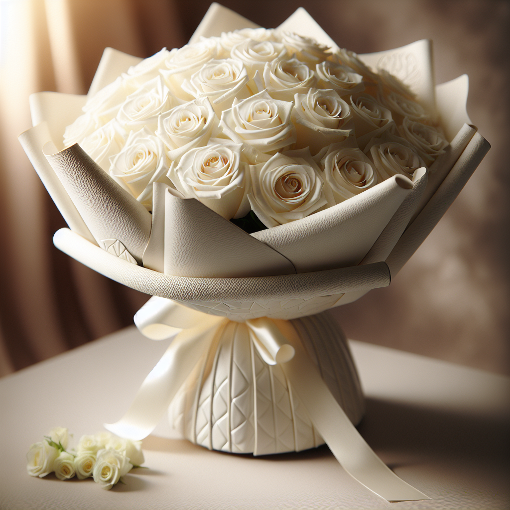 White Leathered Pristine Roses 