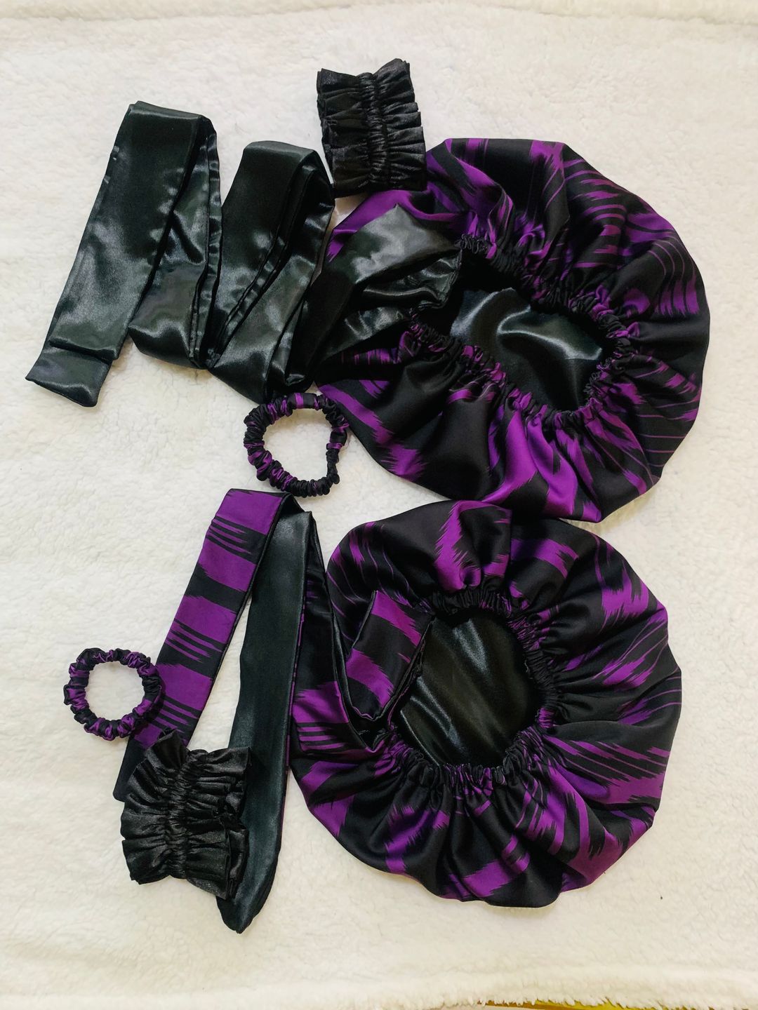 Satin Bonnet with Edge Scarf