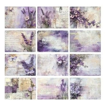 A5 Watercolour Lavender Scrapbook Paper Sheets - Pack of 12