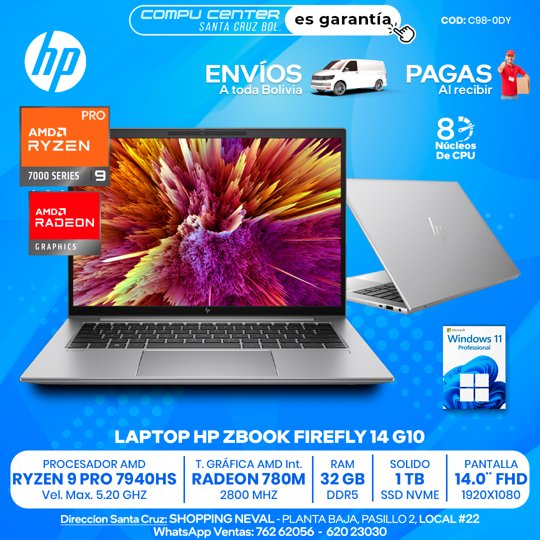 HP WORKSTATION ZBOOK FIREFLY 14 G10 RYZEN 9 PRO SERIE 7000 32 GB RAM