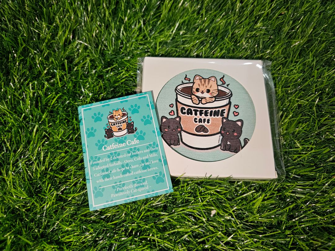 Anniversary Diatomite Coaster - Catfeine Logo