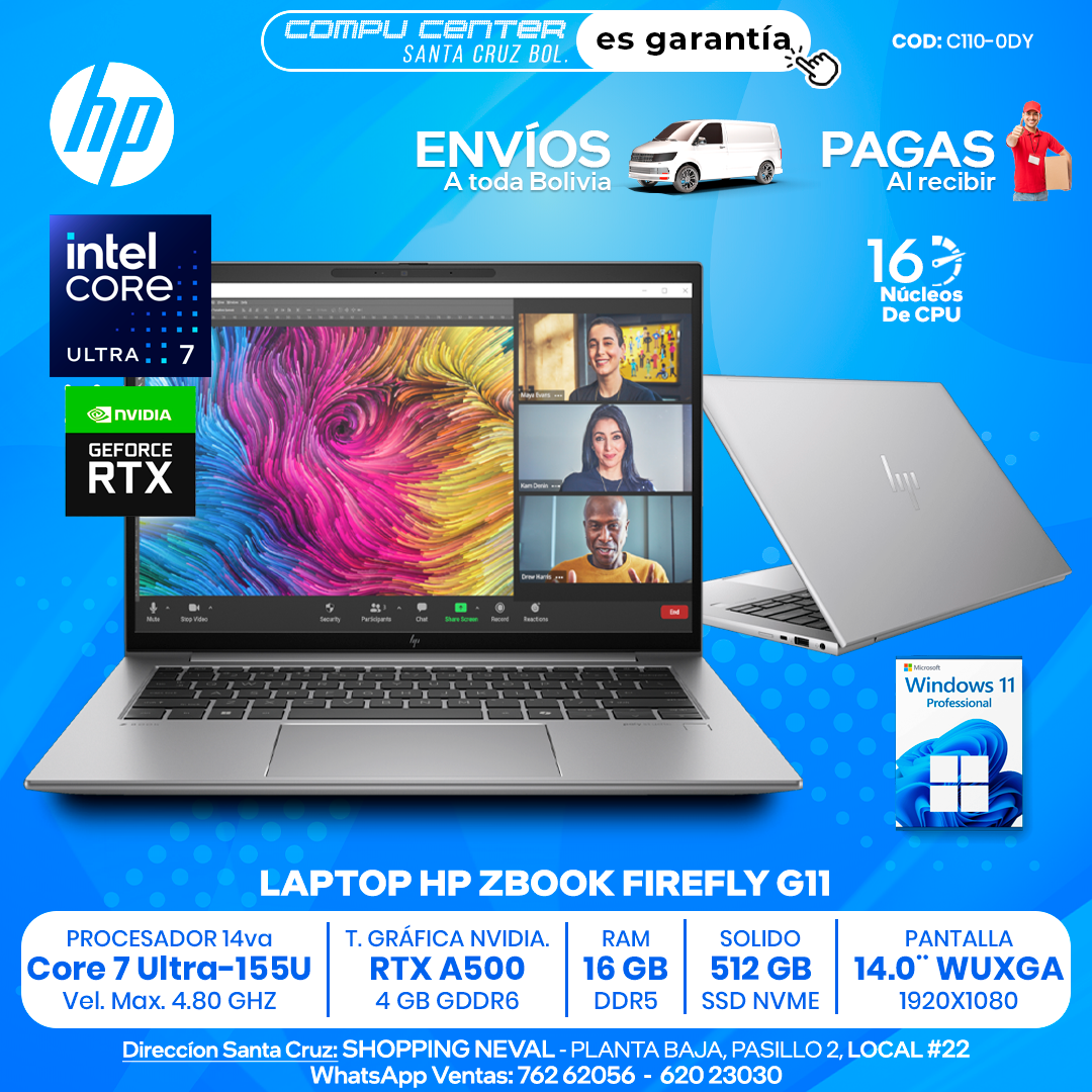 HP WORKSTATION ZBOOK FIREFLY G11 CORE ULTRA 7 14VA Generacion 16 GB RAM