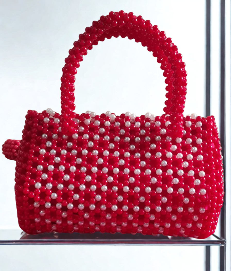 Red and silver Handbag