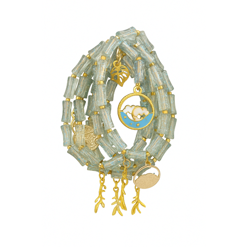 Emerald Crystal & Gold Beaded Bracelet