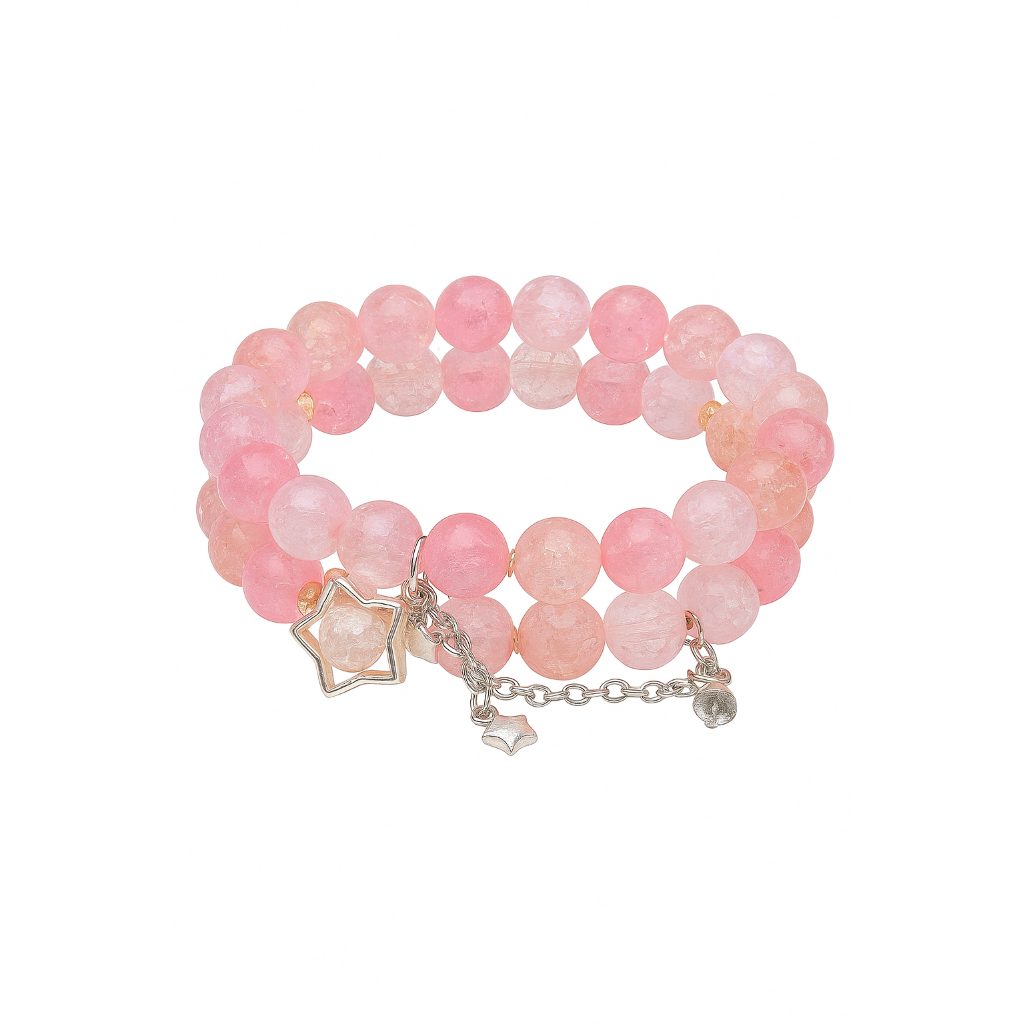 Iridescent Pink & Lavender Beaded Bracelet 