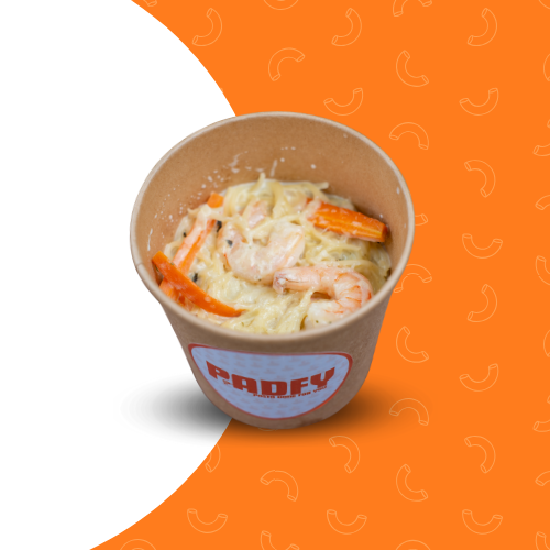 Spaguetti camarones salsa bechamel