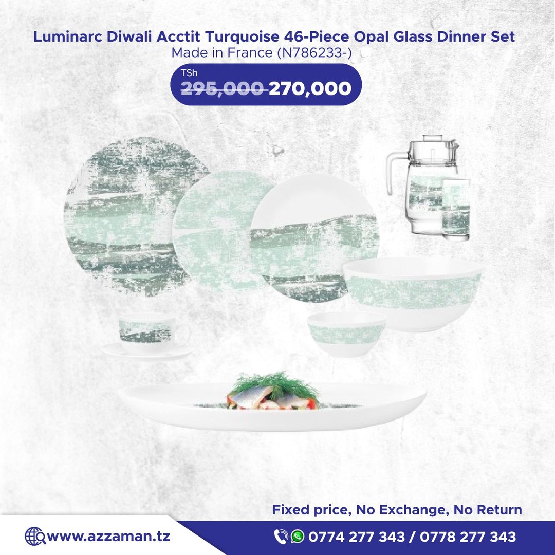 Luminarc Diwali Acctit Turquoise 46pcs Dinner set 