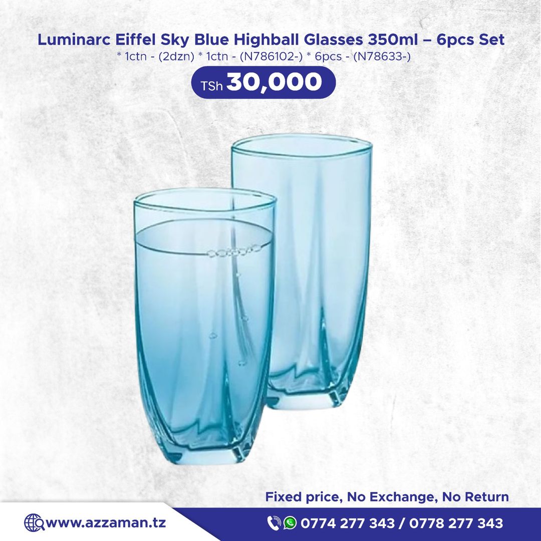 Luminarc Eiffel Sky Blue Highball Glass