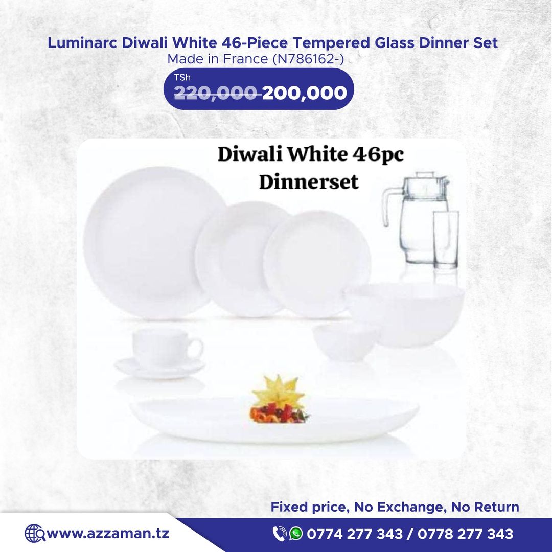 Luminarc Diwali White 46pcs Dinner Set