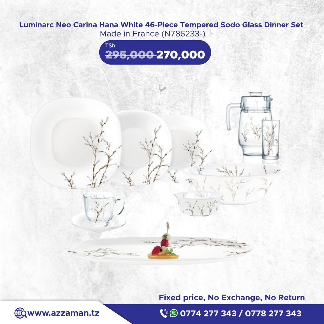 Luminarc Neo Carina Hana White 46pcs Tempered Dinner Set
