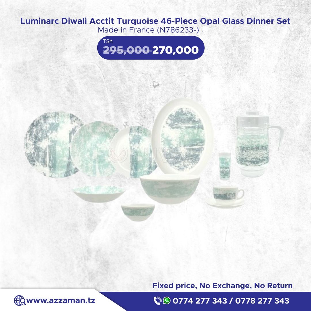 Luminarc Diwali Acctit Turquoise 46pcs Dinner Set