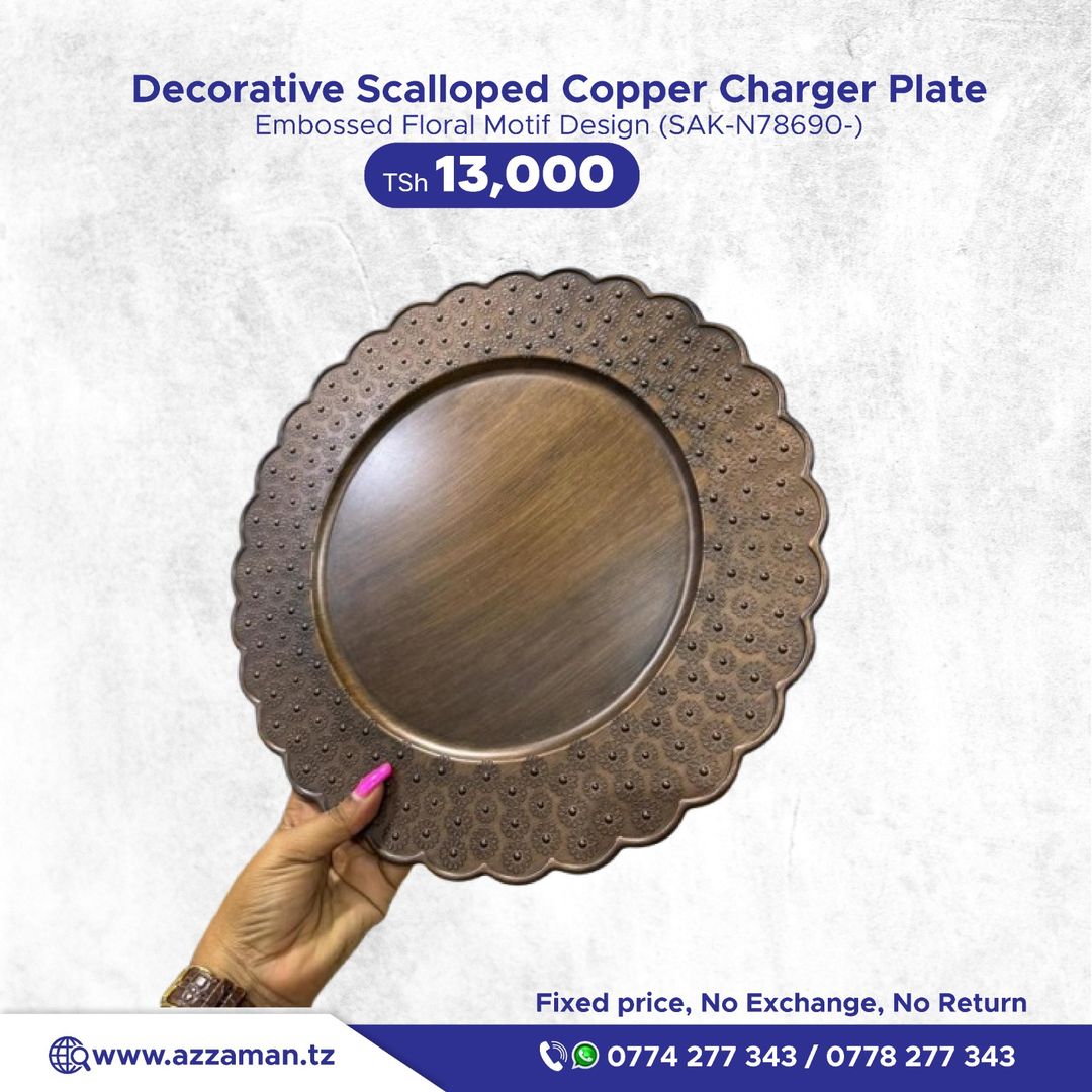 Decorative Scalloped Copper Charger Plate