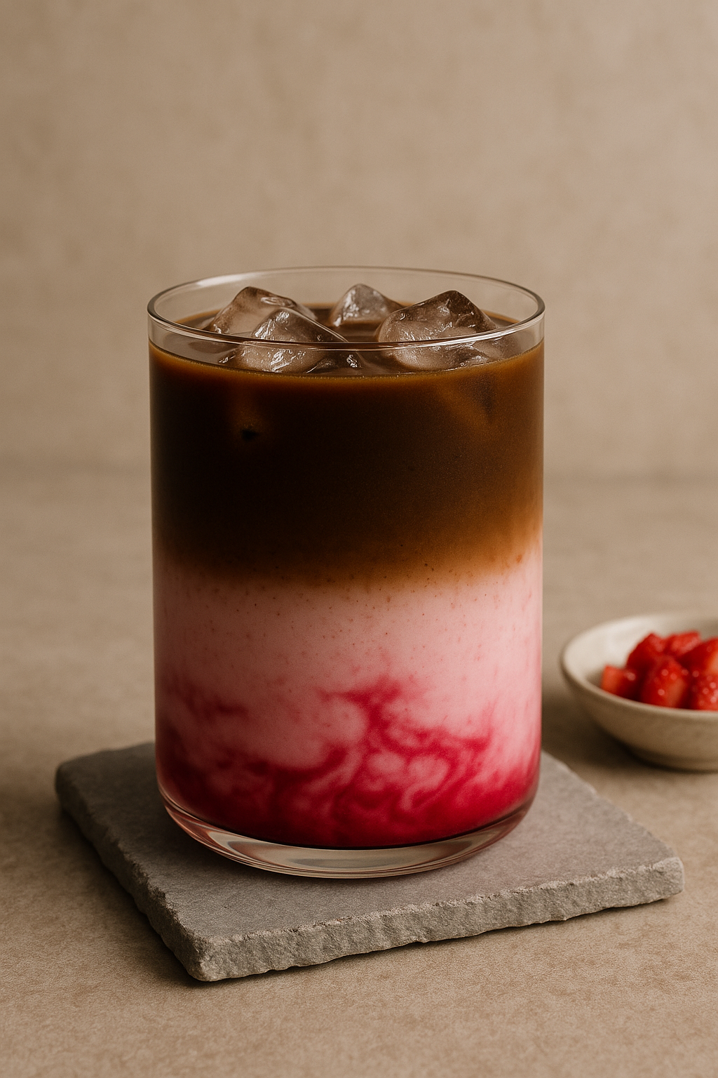Iced Strawberry Hojicha Latte