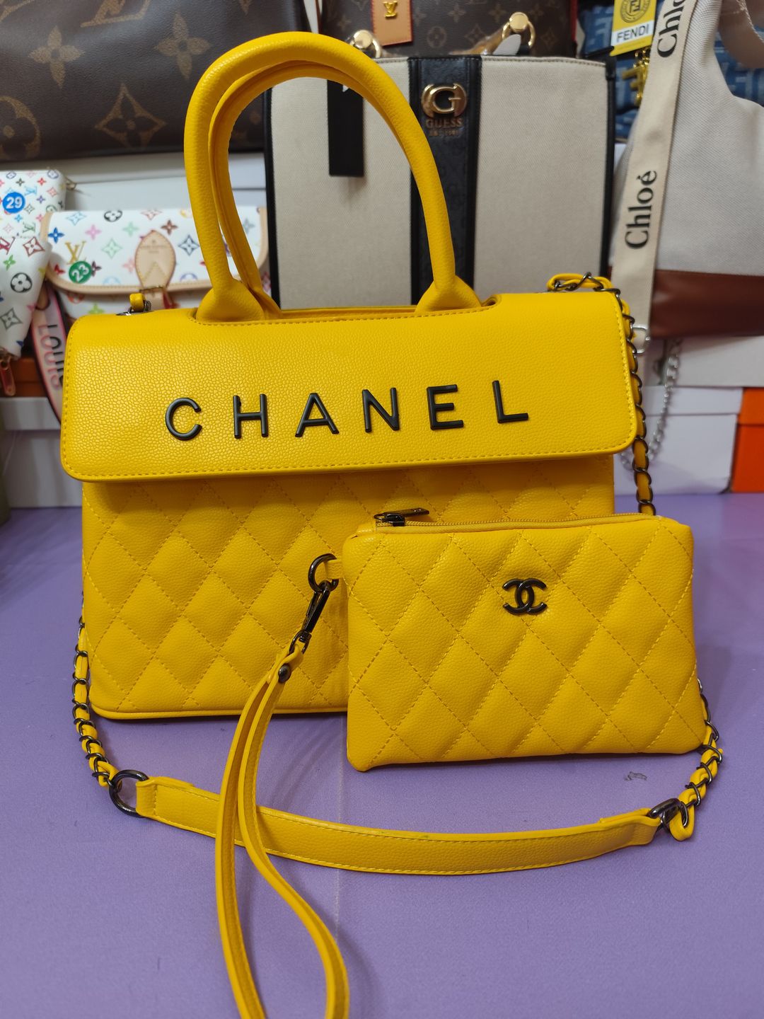 Bolsos CHA, con cartera incluida, amarillo 