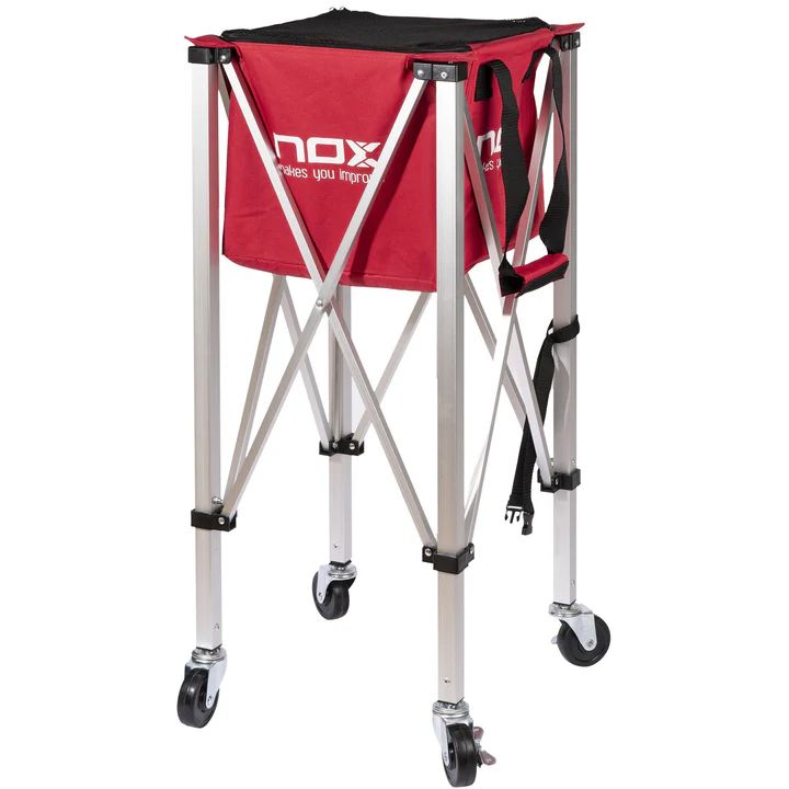 NOX Foldable Ball Basket With Wheels, Red