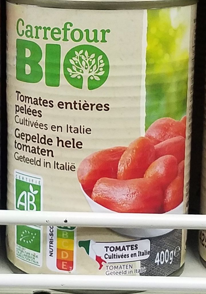 Crf Bio Tomates Pelees Ent. 400gr